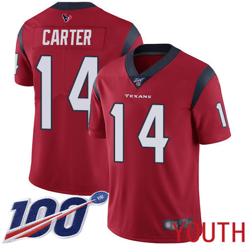 Houston Texans Limited Red Youth DeAndre Carter Alternate Jersey NFL Football #14 100th Season Vapor Untouchable->women nfl jersey->Women Jersey
